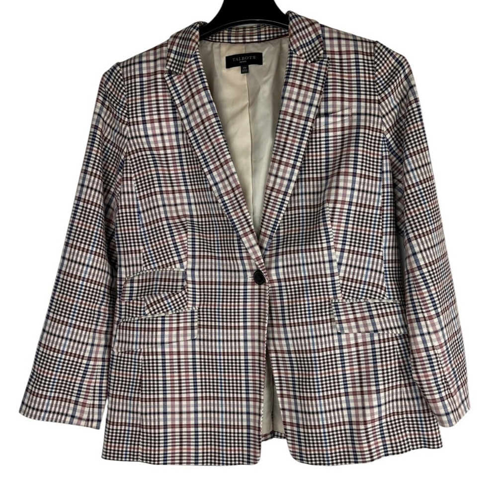 Talbots Friday Plaid Blazer Jacket Women's Size 10P 10 Petite Single Breasted - Picture 4 of 14